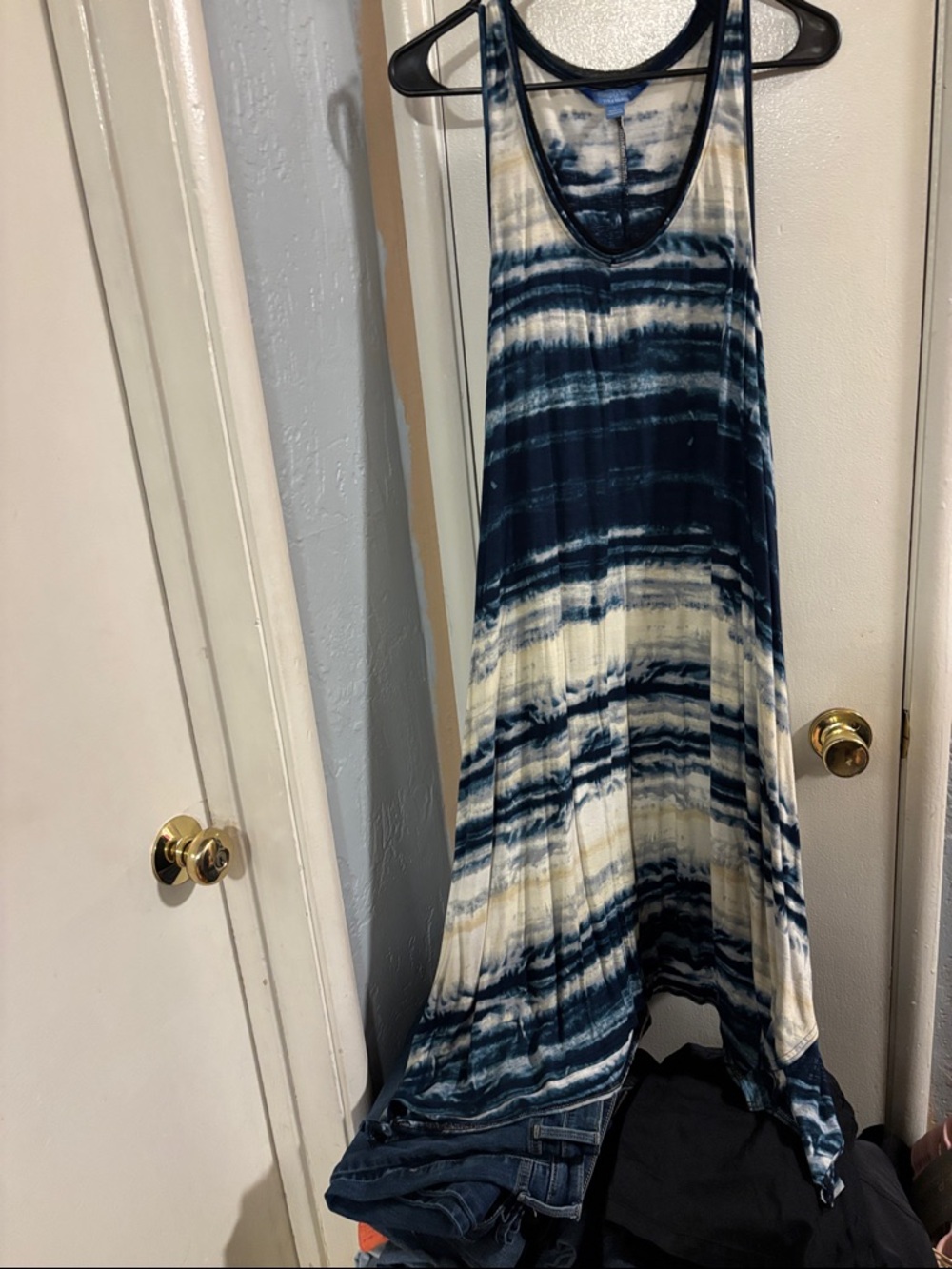 Simply Vera Vera Wang Navy and Cream Tie-Dye Tank Maxi Dress